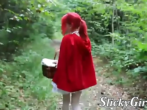 French redhead gobbling cum before costume play doggie-style