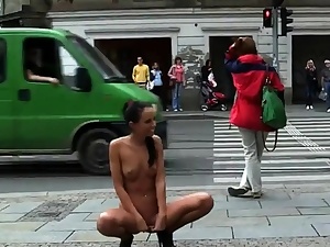 Naked Czech woman was ambling thru the city center